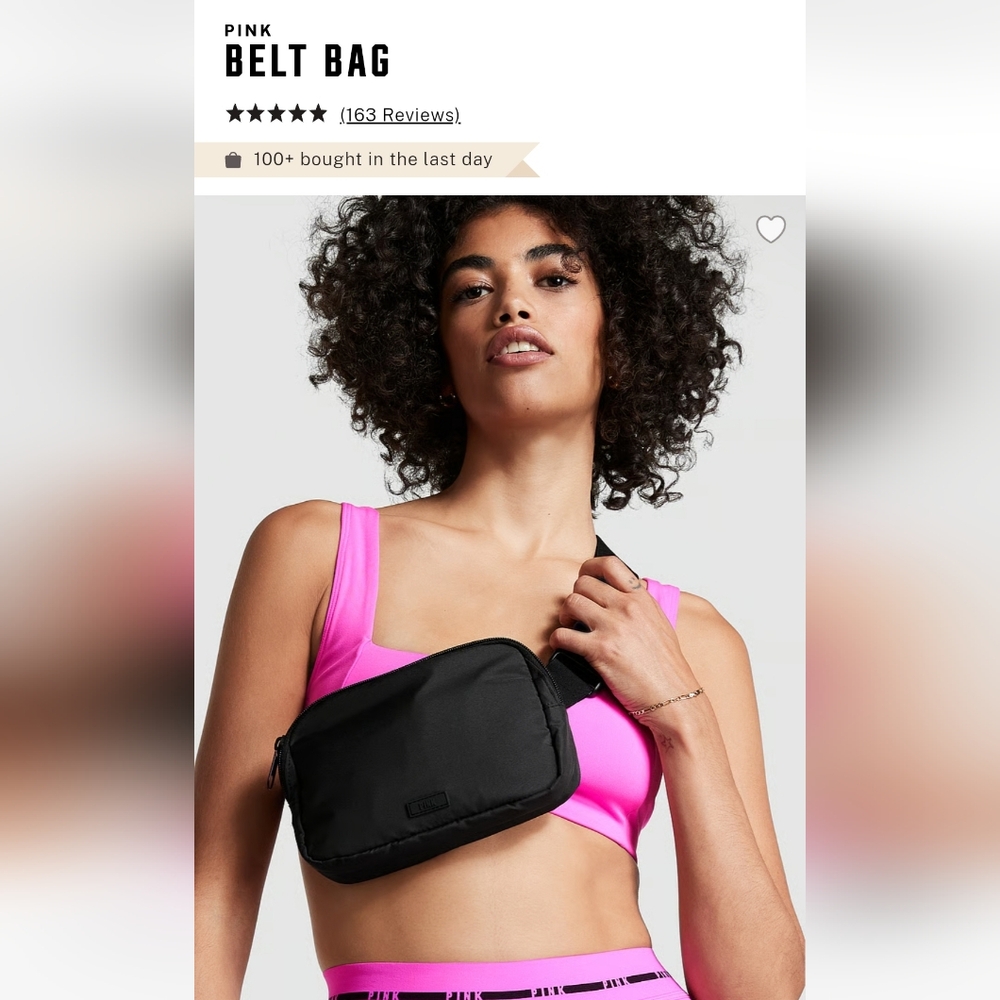Victoria's secret pink belt bag Shoulder Sling Zip Bag BLACK